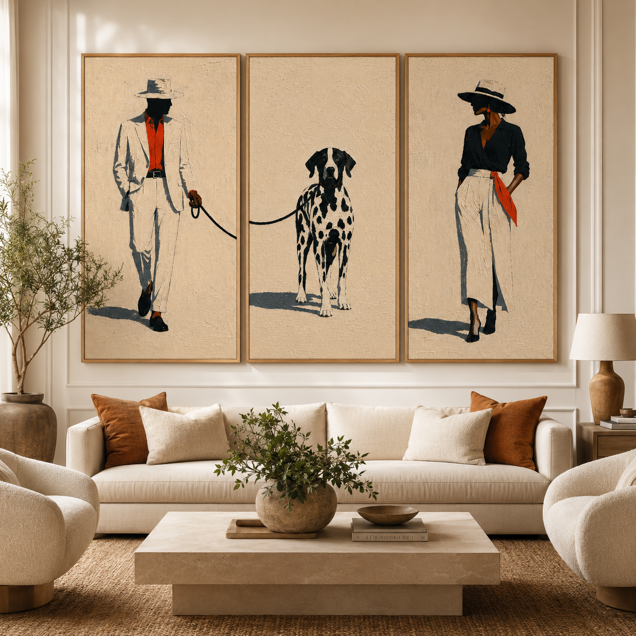 Man and Woman Canvas Art Set of 3 — The Walk by Rossetti Art