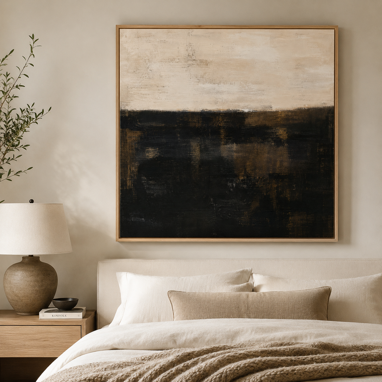 Brown Abstract Wall Art Canvas Print — Low Horizon by Rossetti Art