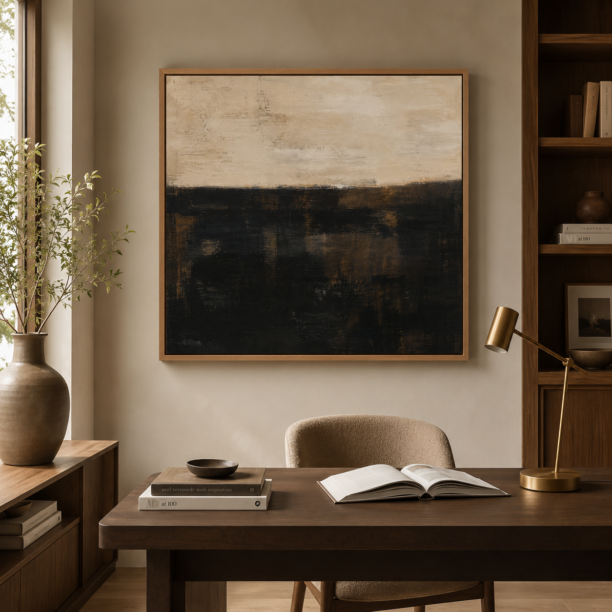 Brown Abstract Wall Art Canvas Print — Low Horizon by Rossetti Art