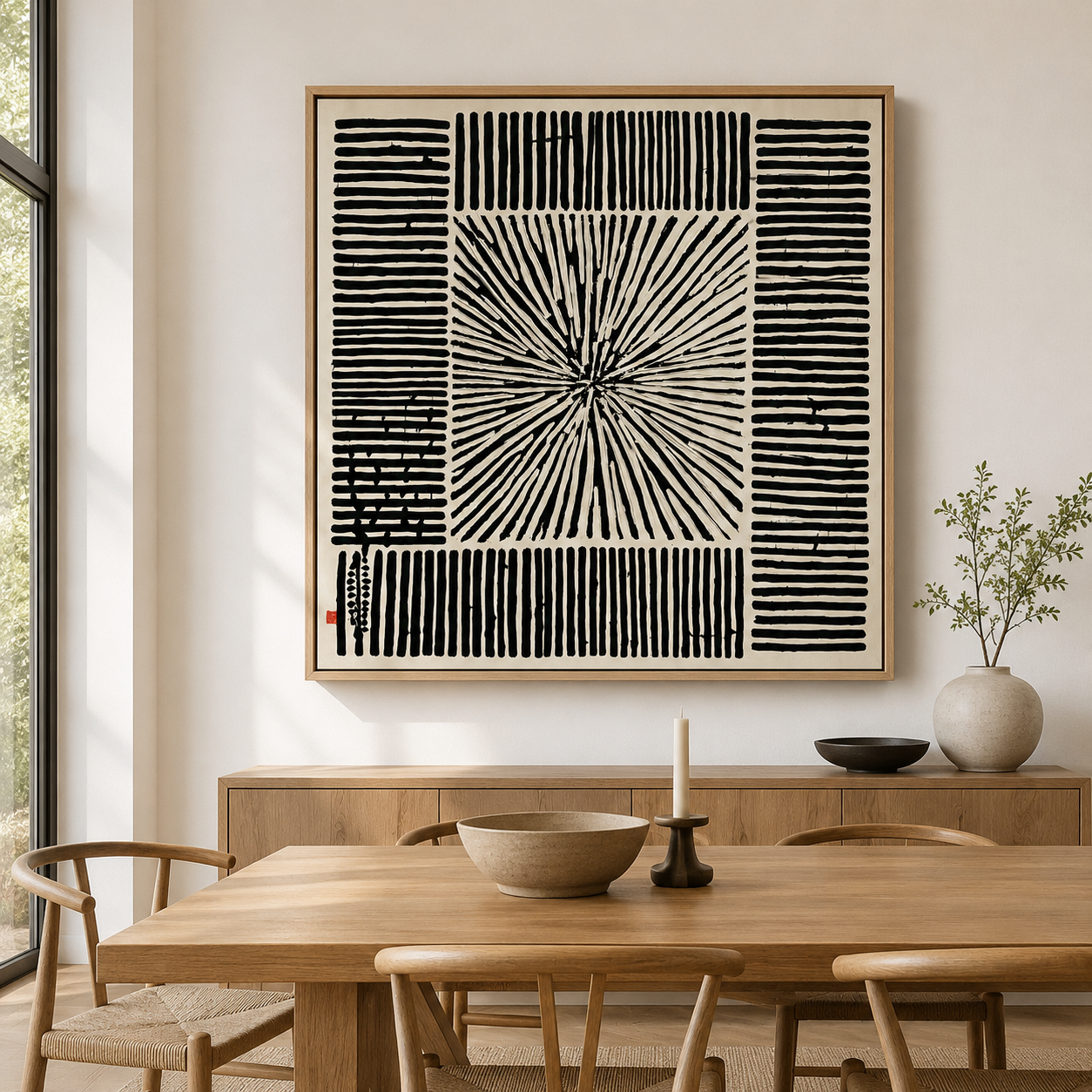 Black and White Abstract Canvas Print — Epicentre by Rossetti Art