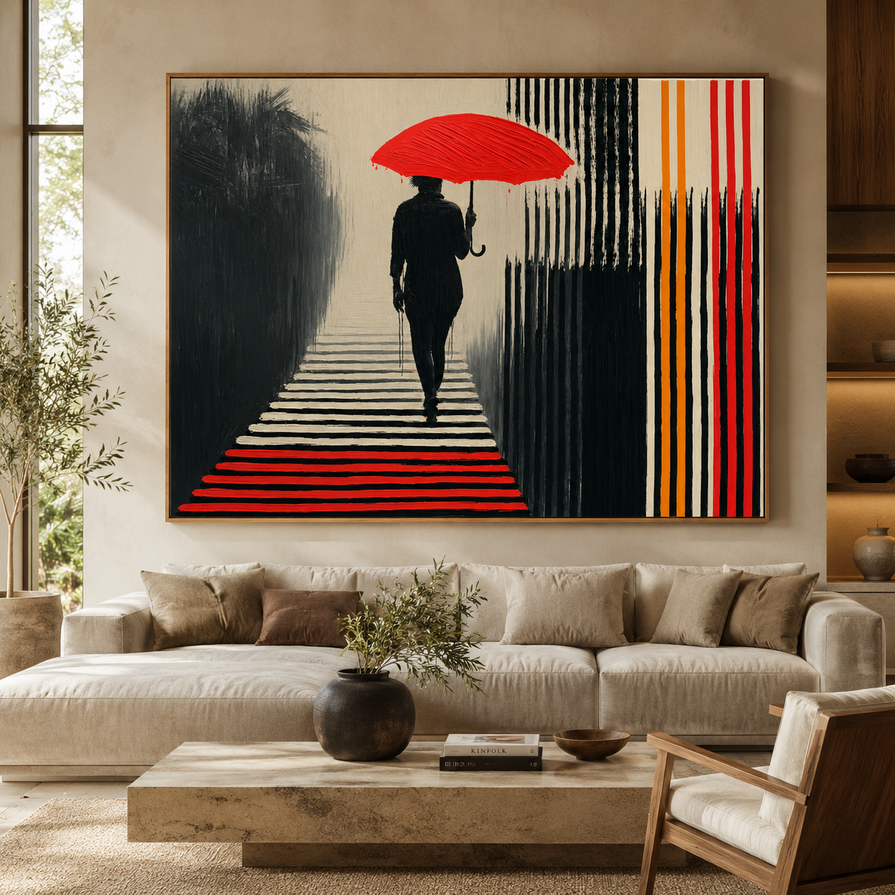 Red and Black Wall Art for Living Room Canvas — Into the Mist by Rossetti Art