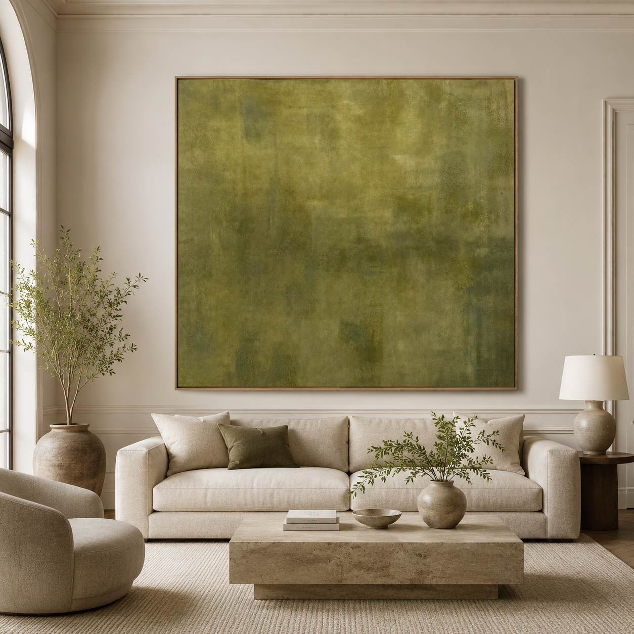 Green Abstract Painting Large Canvas Print — Patina by Rossetti Art