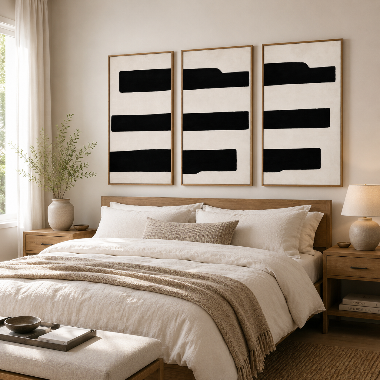 Minimalist Abstract Painting Original  — Still Strata Set of 3 by Rossetti Art