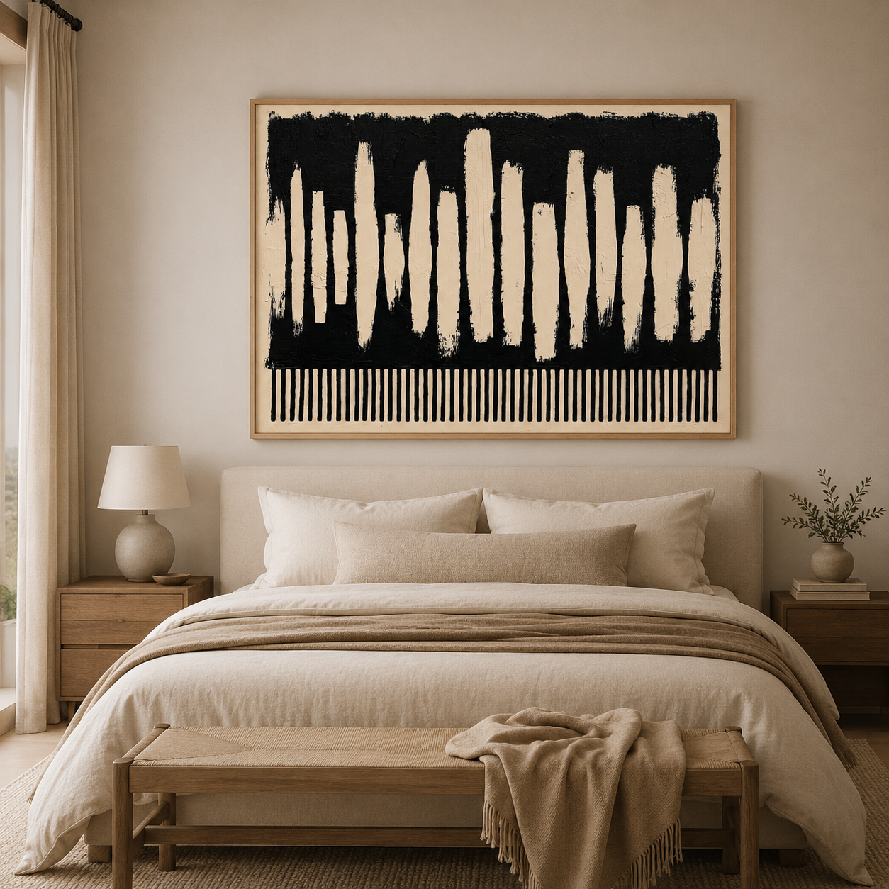 Black and White Abstract Wall Art Canvas Print — Frequency by Rossetti Art