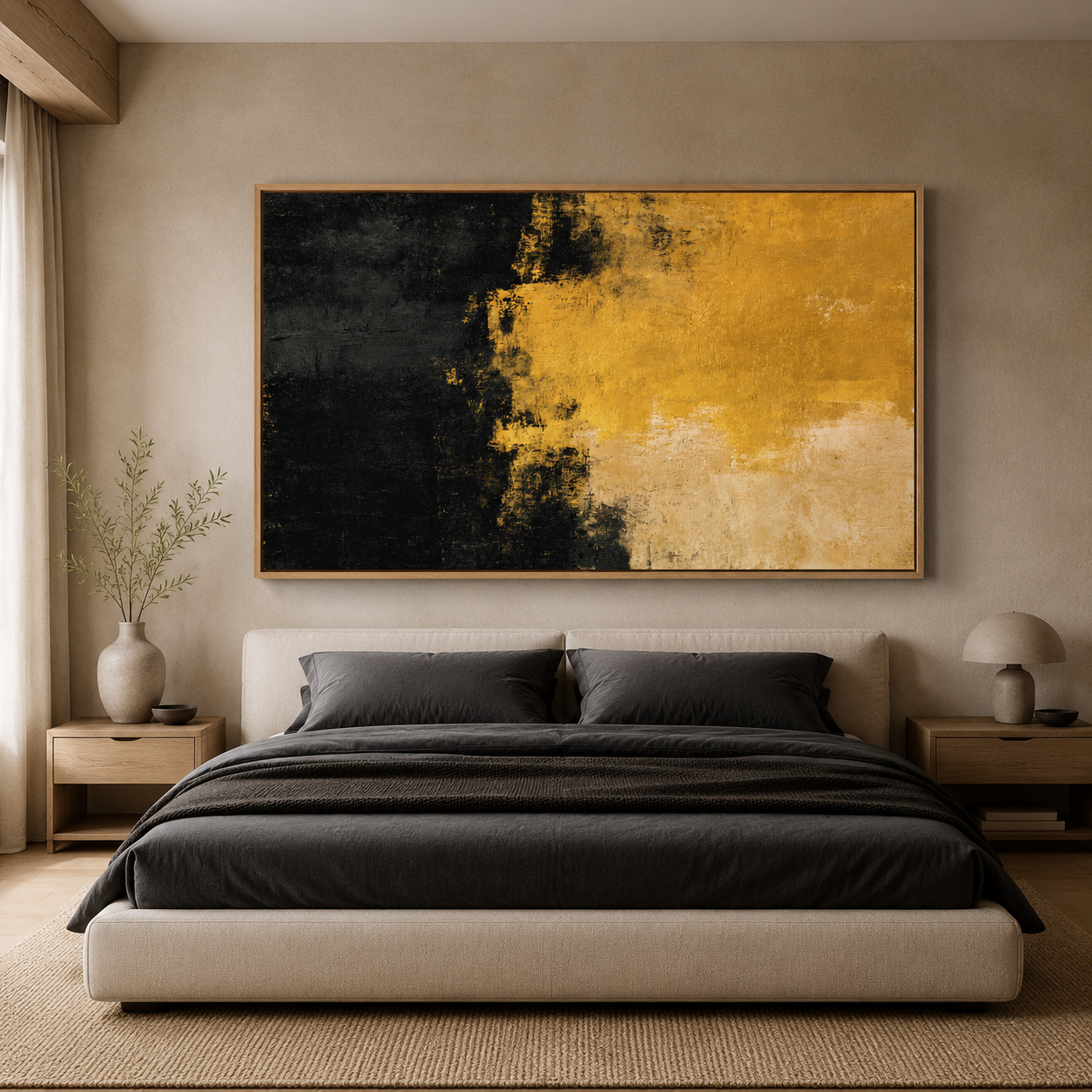 Gold foil painting above a dining table – Gilded Fracture by Rossetti Art