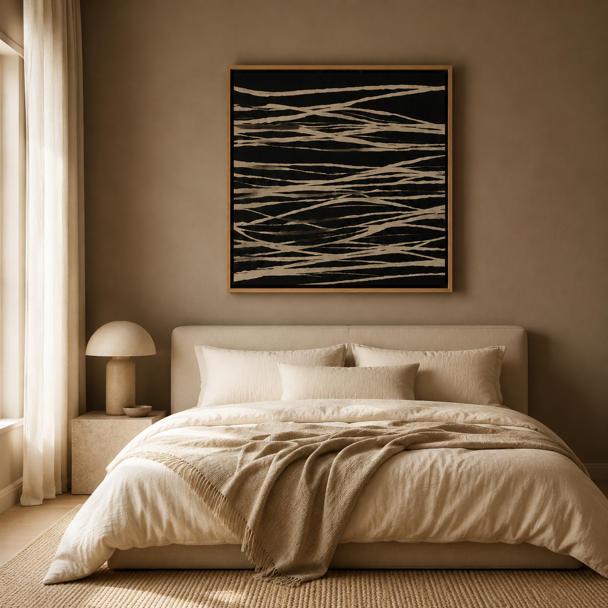 Black and white line art canvas print – Woven Current, alternate view, by Rossetti Art