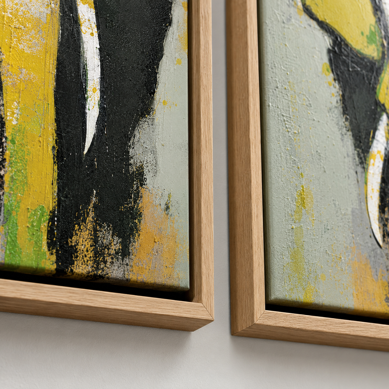 Abstract Elephant Painting — Emerald Herd (Set of 2)