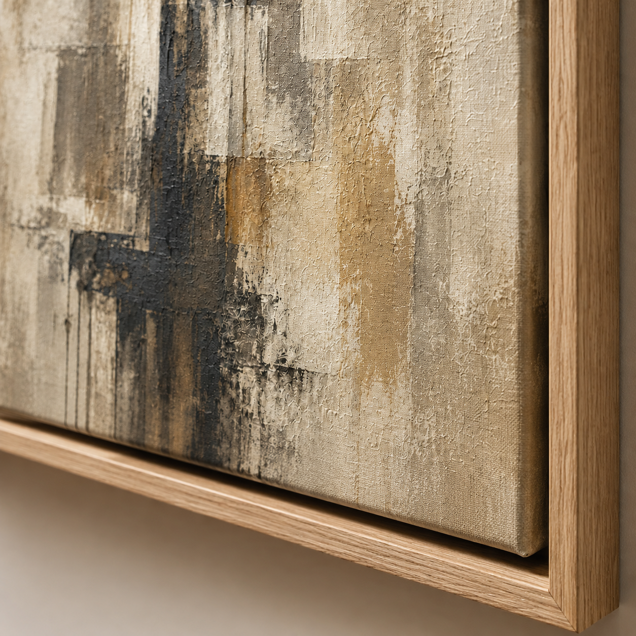 Amber Column vertical abstract canvas print shown in a living room setting