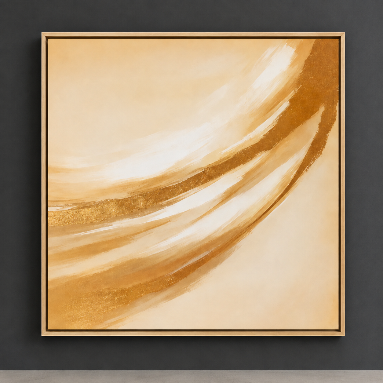 Gold abstract wall art in champagne and burnished gold – Golden Drift by Rossetti Art