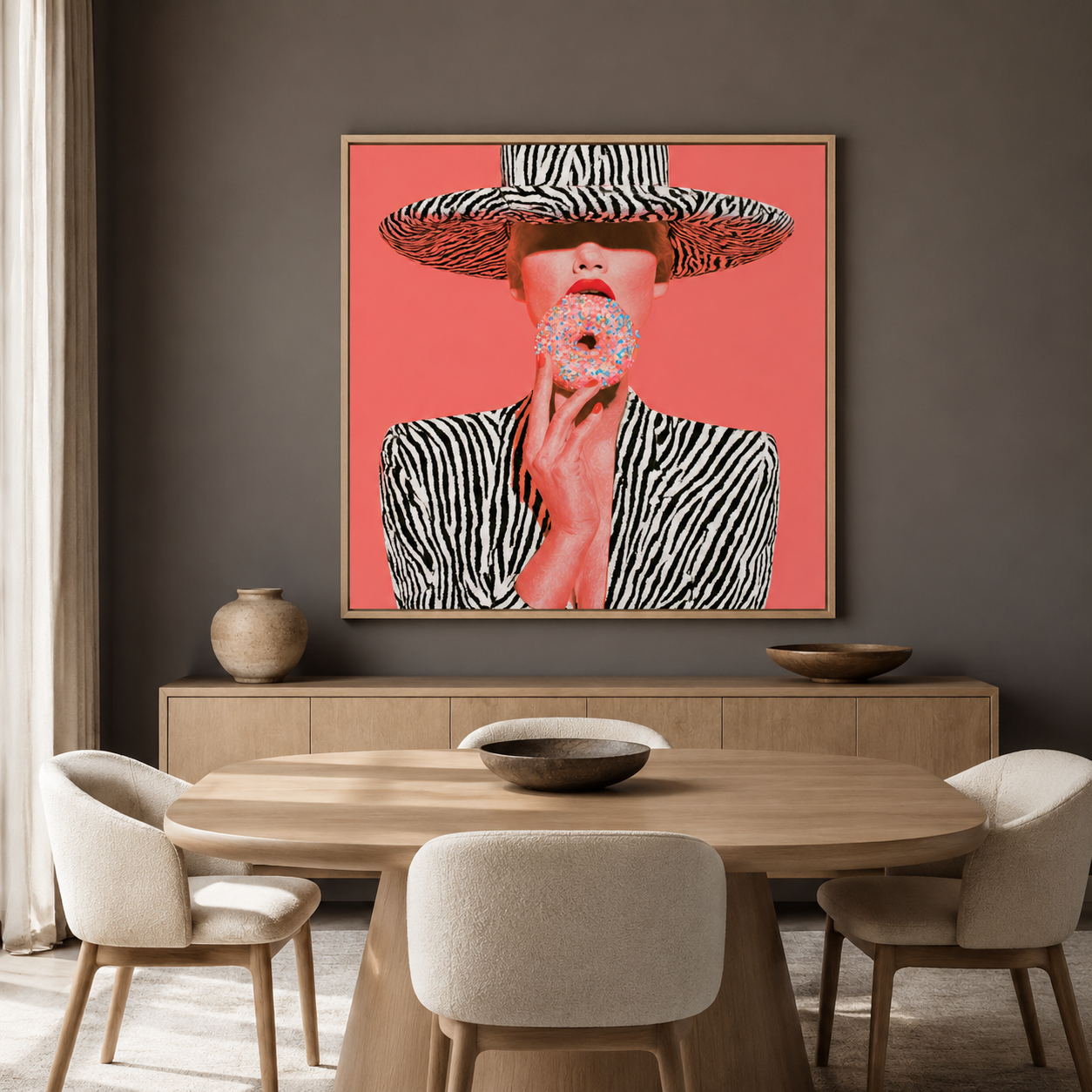 Zebra print wall art in a modern dining room – Glazed Safari by Rossetti Art