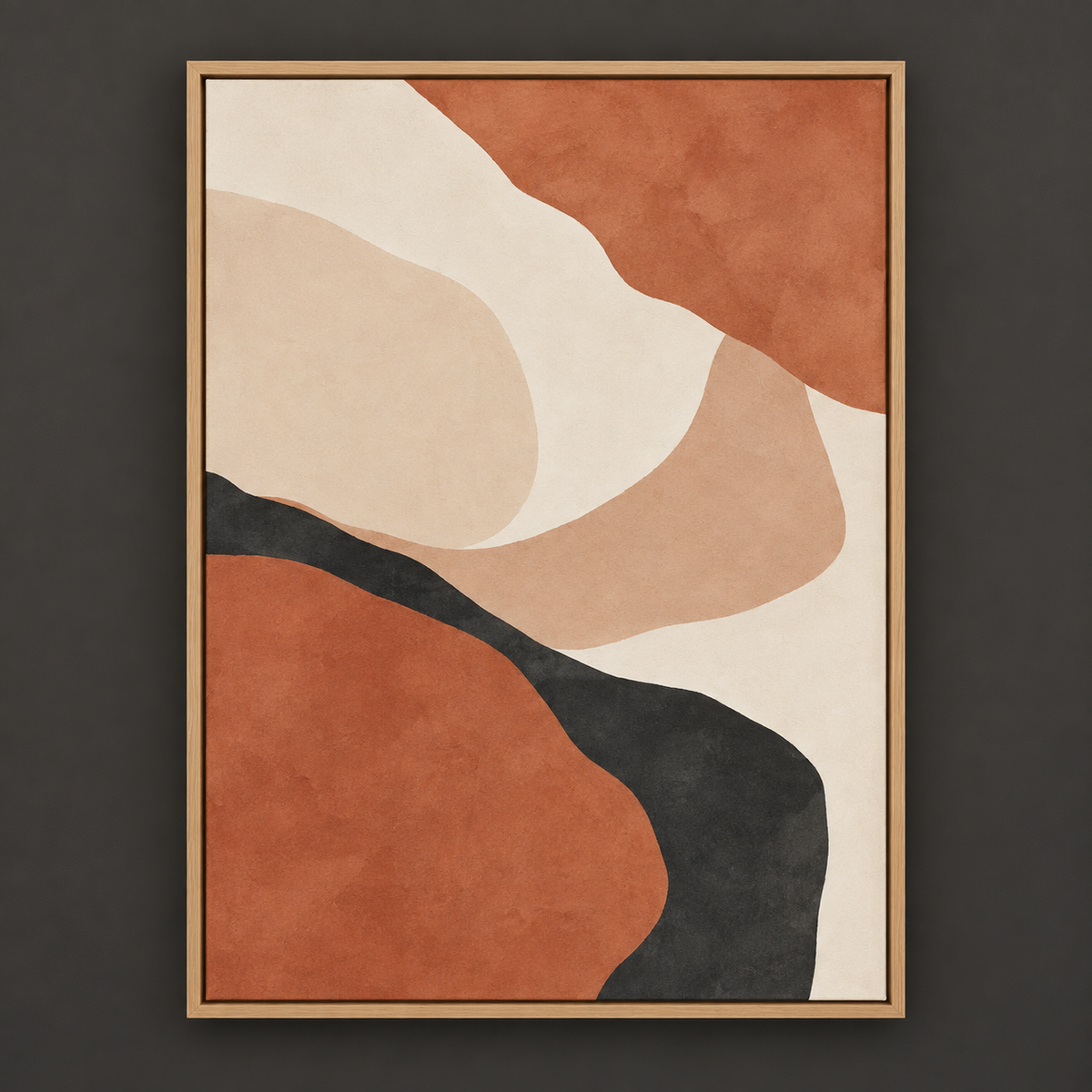 Neutral geometric abstract canvas artwork in ivory beige and taupe