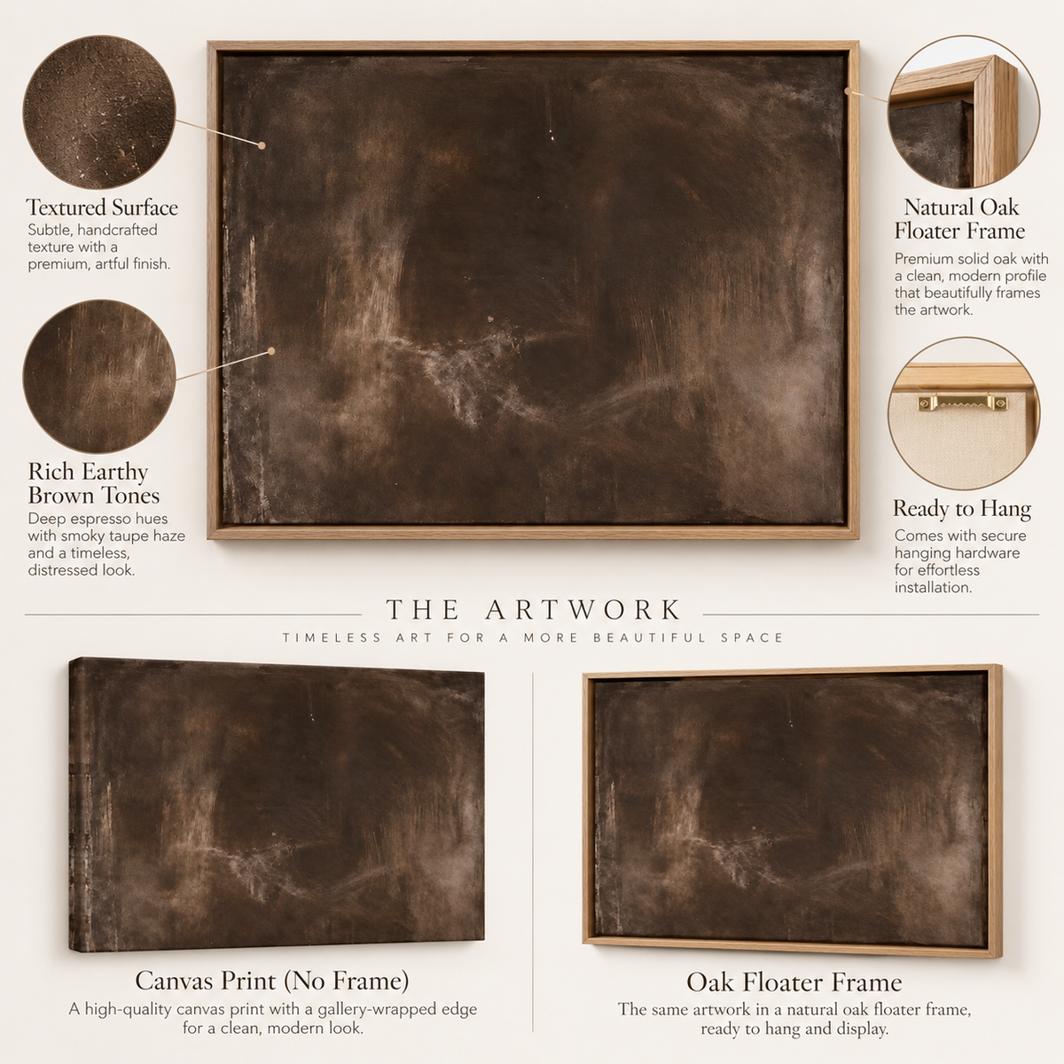 Textured Canvas Wall Art – Ashen Hollow by Rossetti Art – frame color options