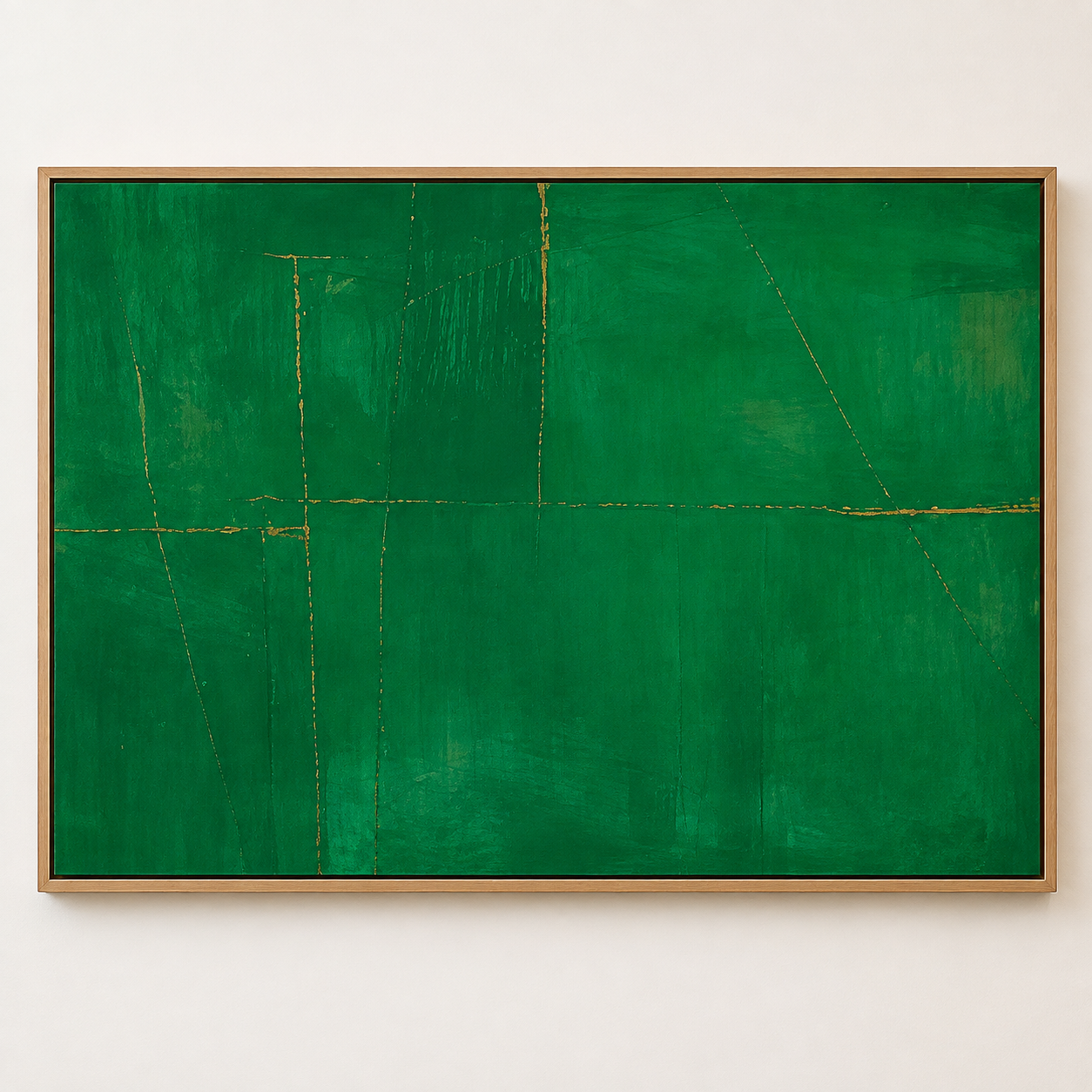 Malachite painting in emerald green and gold – Malachite Drift by Rossetti Art