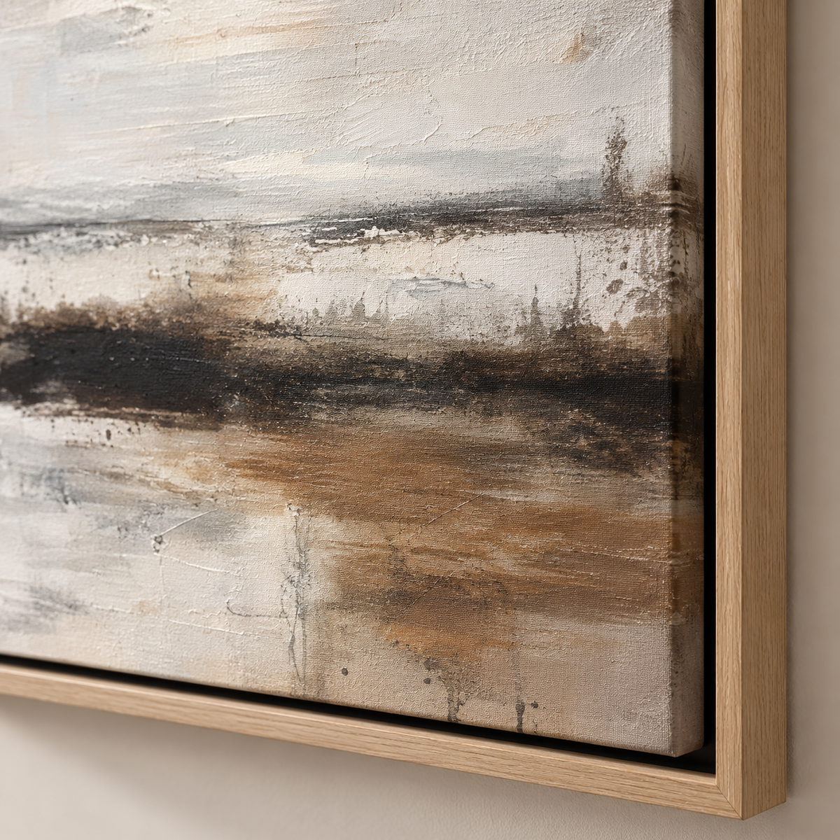 Horizon painting in cream, charcoal and rust – Golden Horizon by Rossetti Art