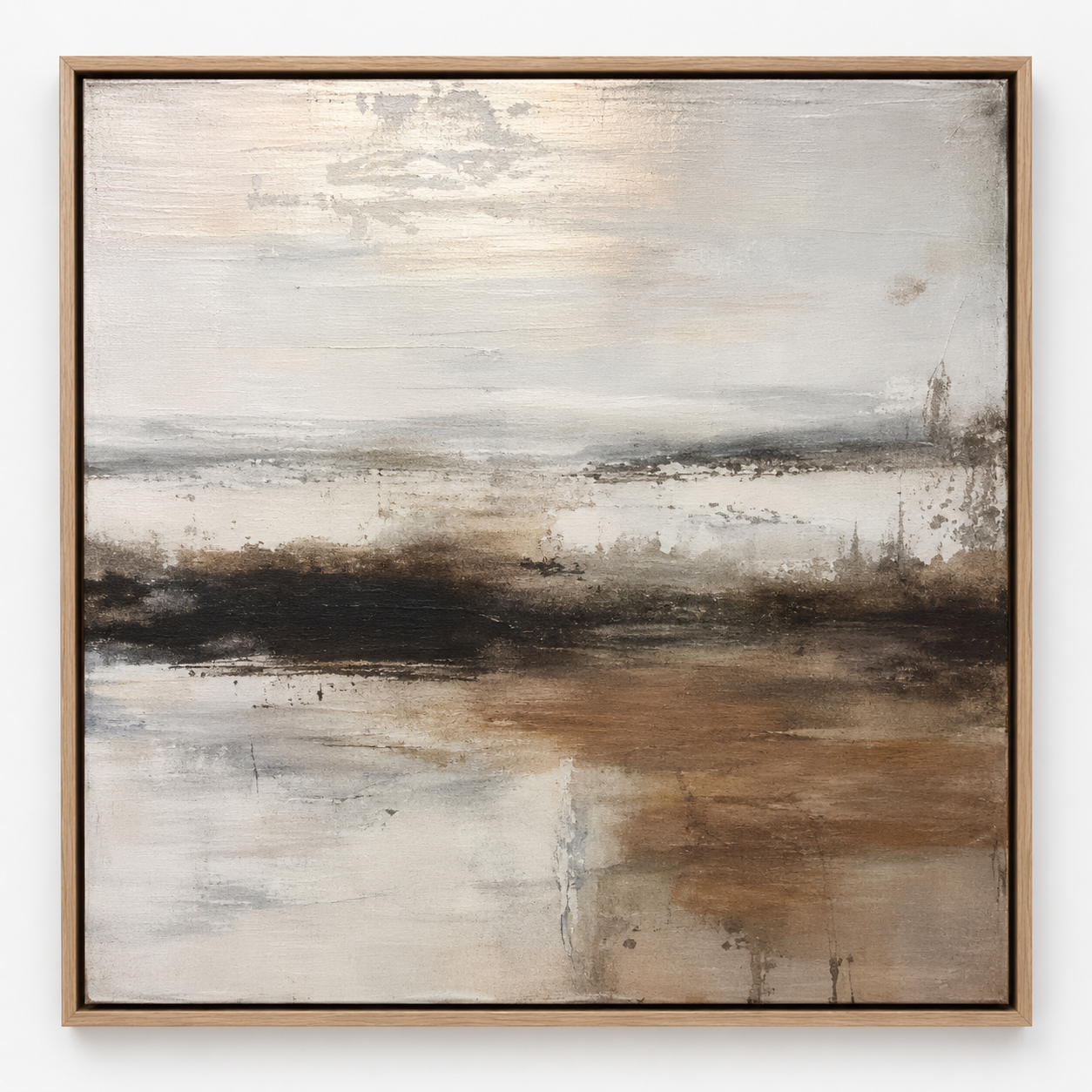 Golden Horizon painting hung above a living room sofa by Rossetti Art