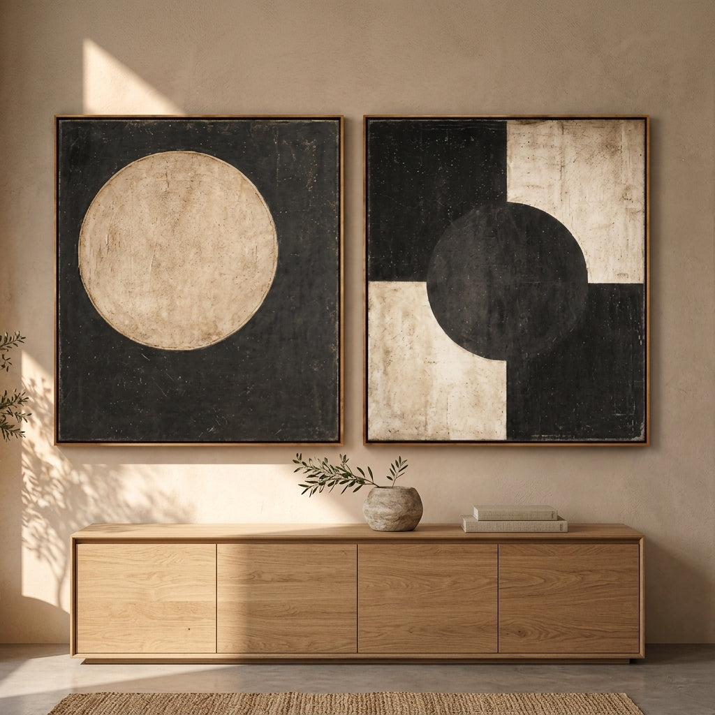 Abstract Circle Art — Eclipse Pair