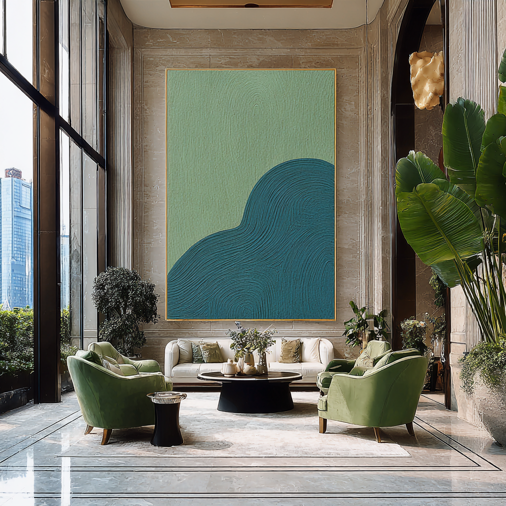 Green and Blue Abstract Wall Art for Living Room