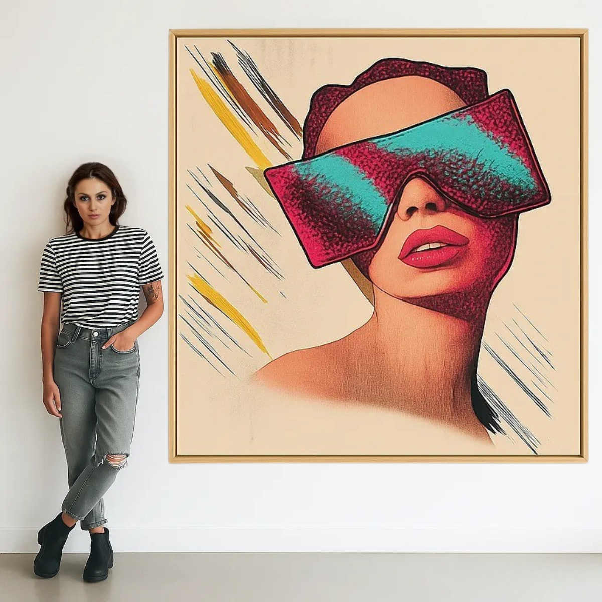 Original Pop Art Portrait Canvas - Colorful Abstract Face Print Art