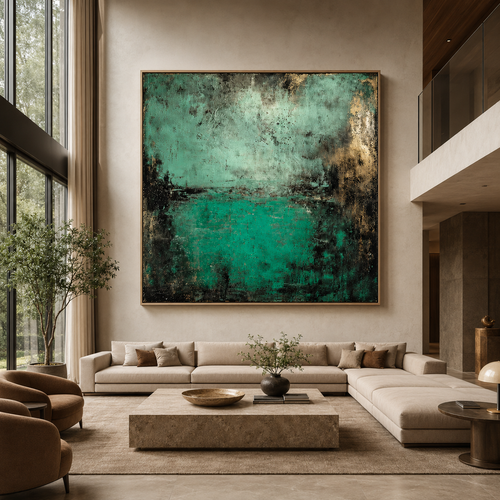 Sage Green Canvas Wall Art Original Painting- Sage Reverie Horizon