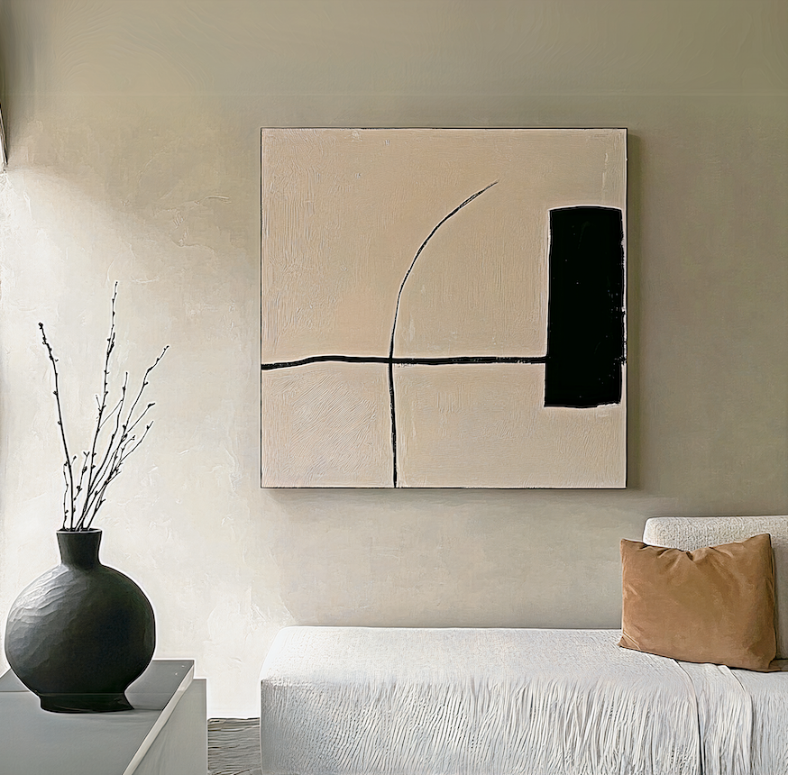 Minimalist Abstract Line Art Canvas - Modern Neutral Design