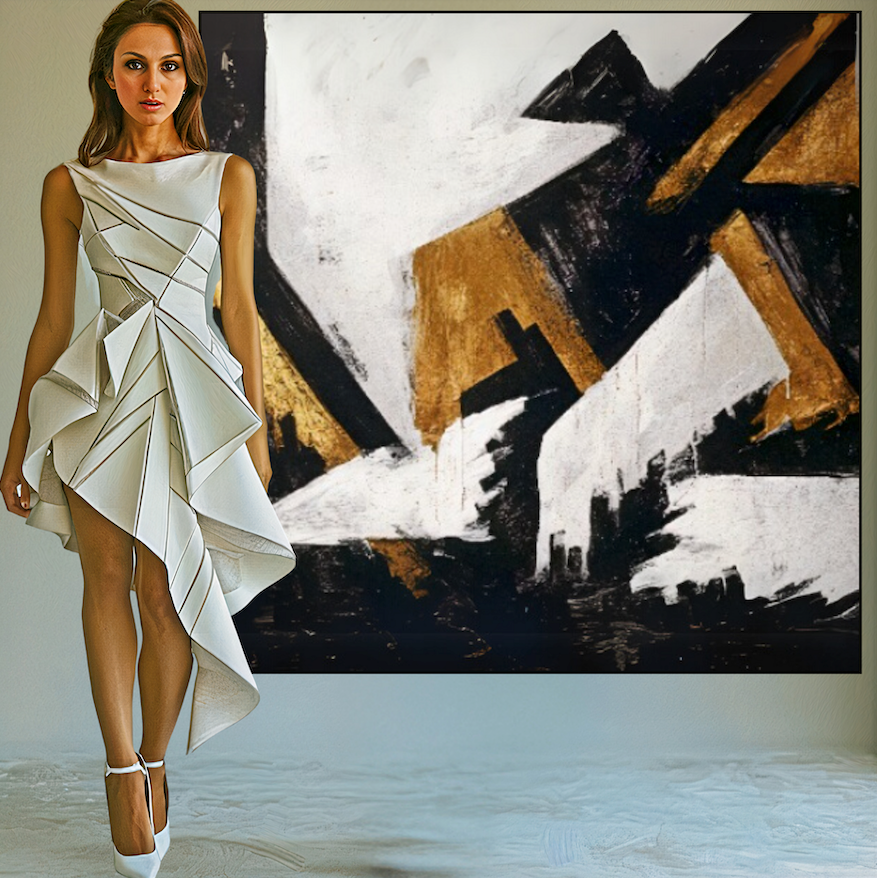 Canvas Print: "Golden Strikes" - Black and Gold Abstract Wall Art - Chiara Rossetti