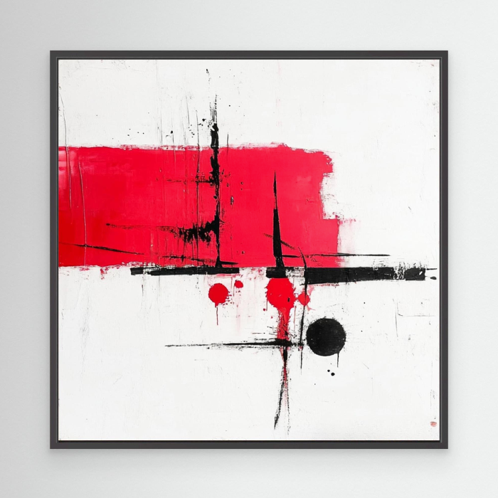 Canvas Print : "Crimson Balance" - Minimalist Abstract Wall Art
