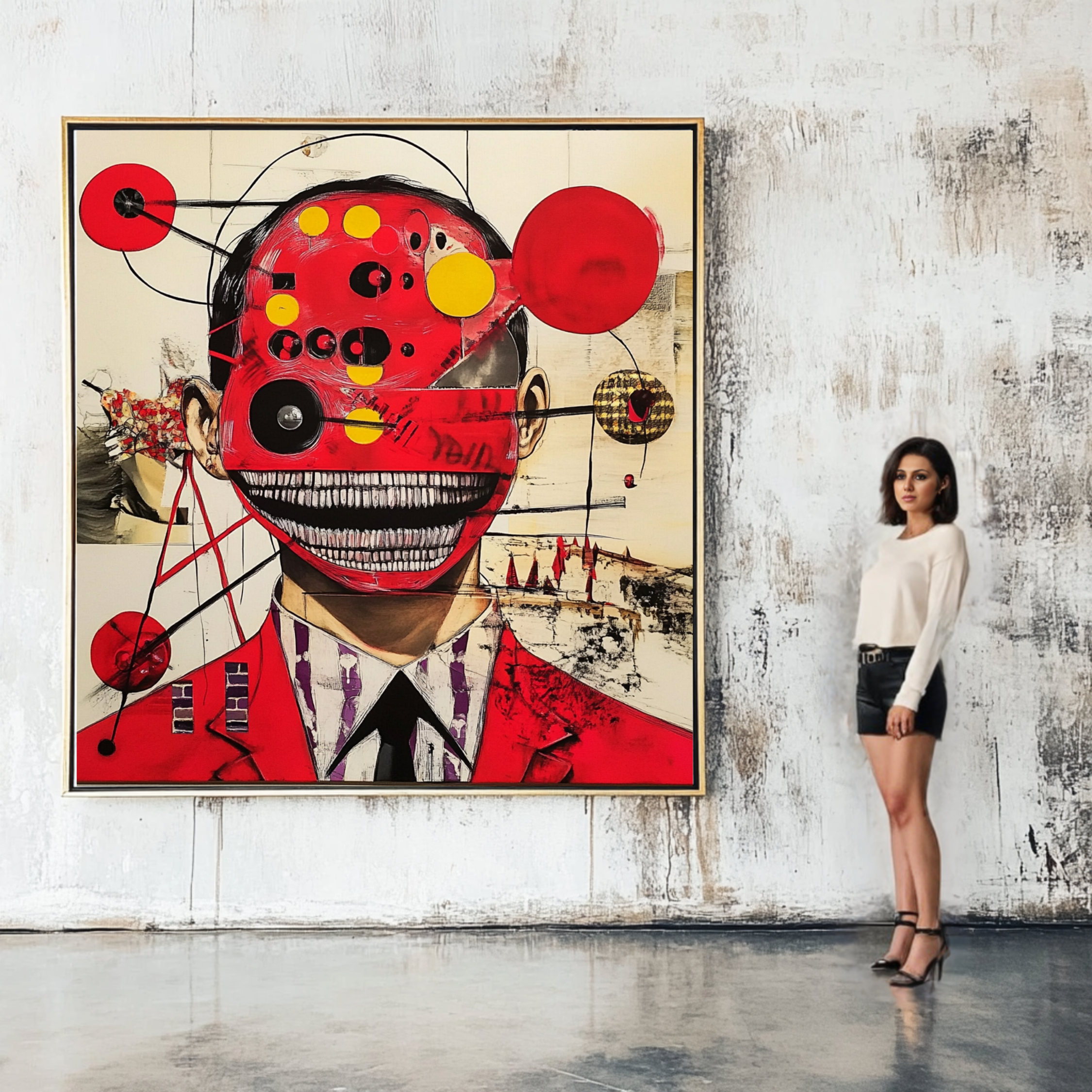 Canvas Print : Crimson Chaos - Surreal Red Abstract Art Print – Modern Mixed Media Wall Decor-Chiara Rossetti