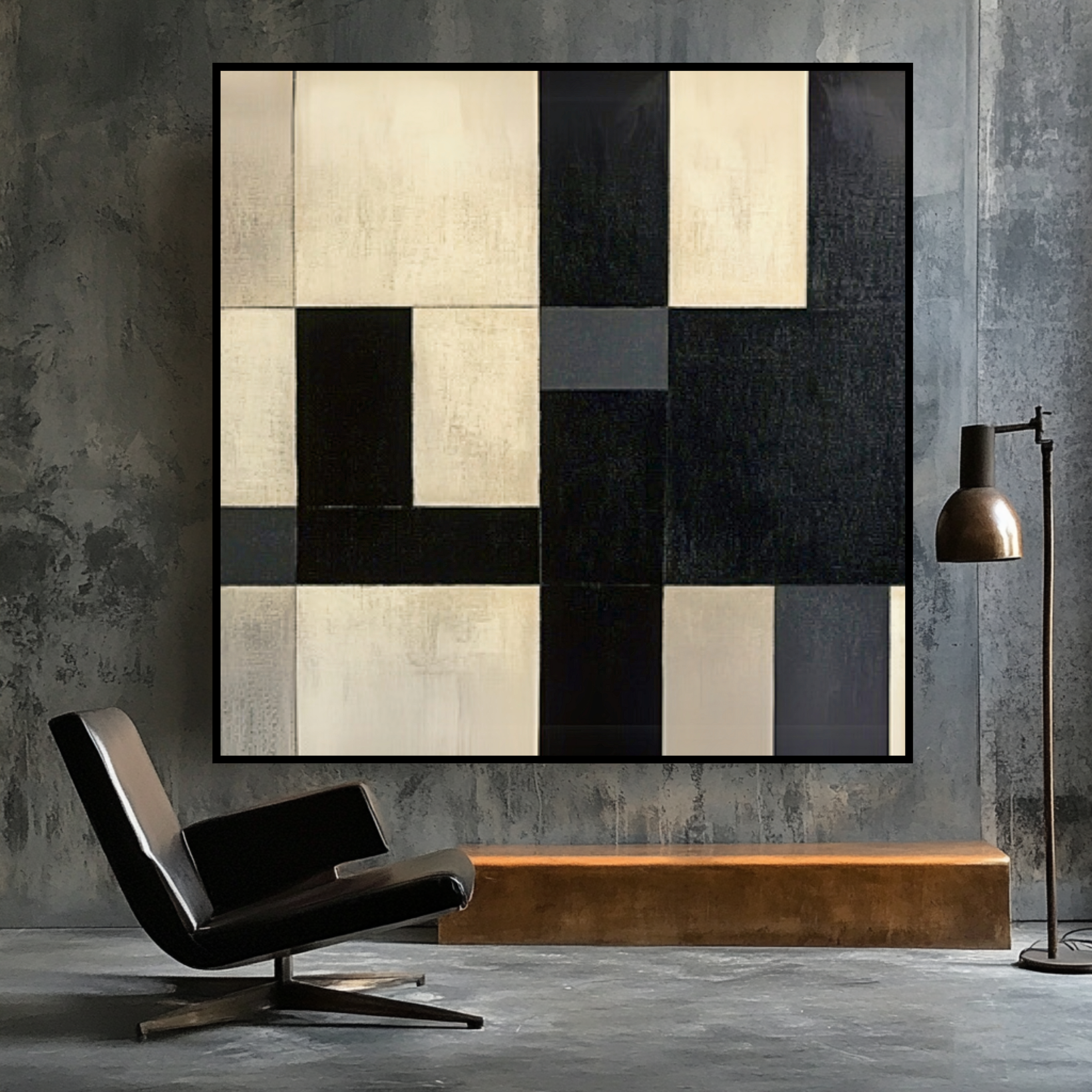 Canvas Print : Monochrome Symphony - Modern Abstract Black & White Canvas Art-Chiara Rossetti