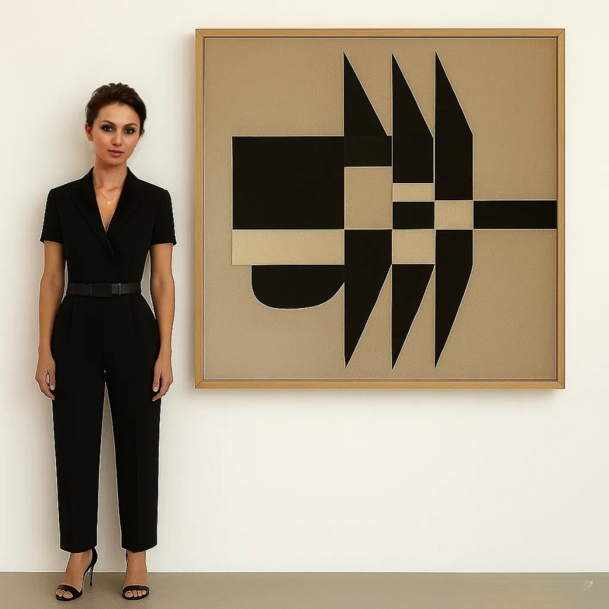 Black and Beige Geometric Canvas Print