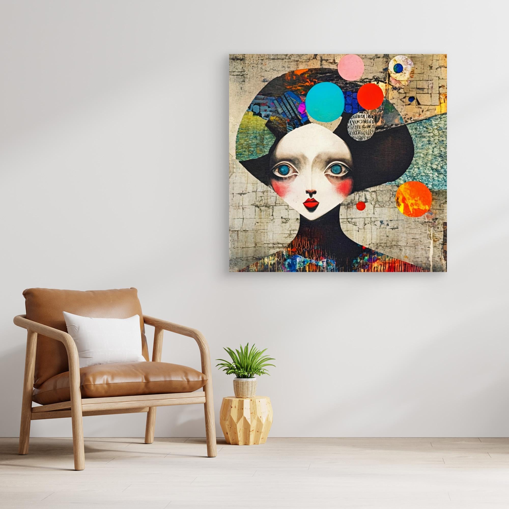 Original Painting : "Whimsical Vision" - Abstract Portrait Print | Vibrant Surreal Wall Art