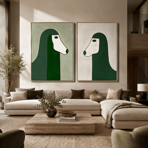 Abstract Dog Painting — Dialogue (Set of 2) | Rossetti Art