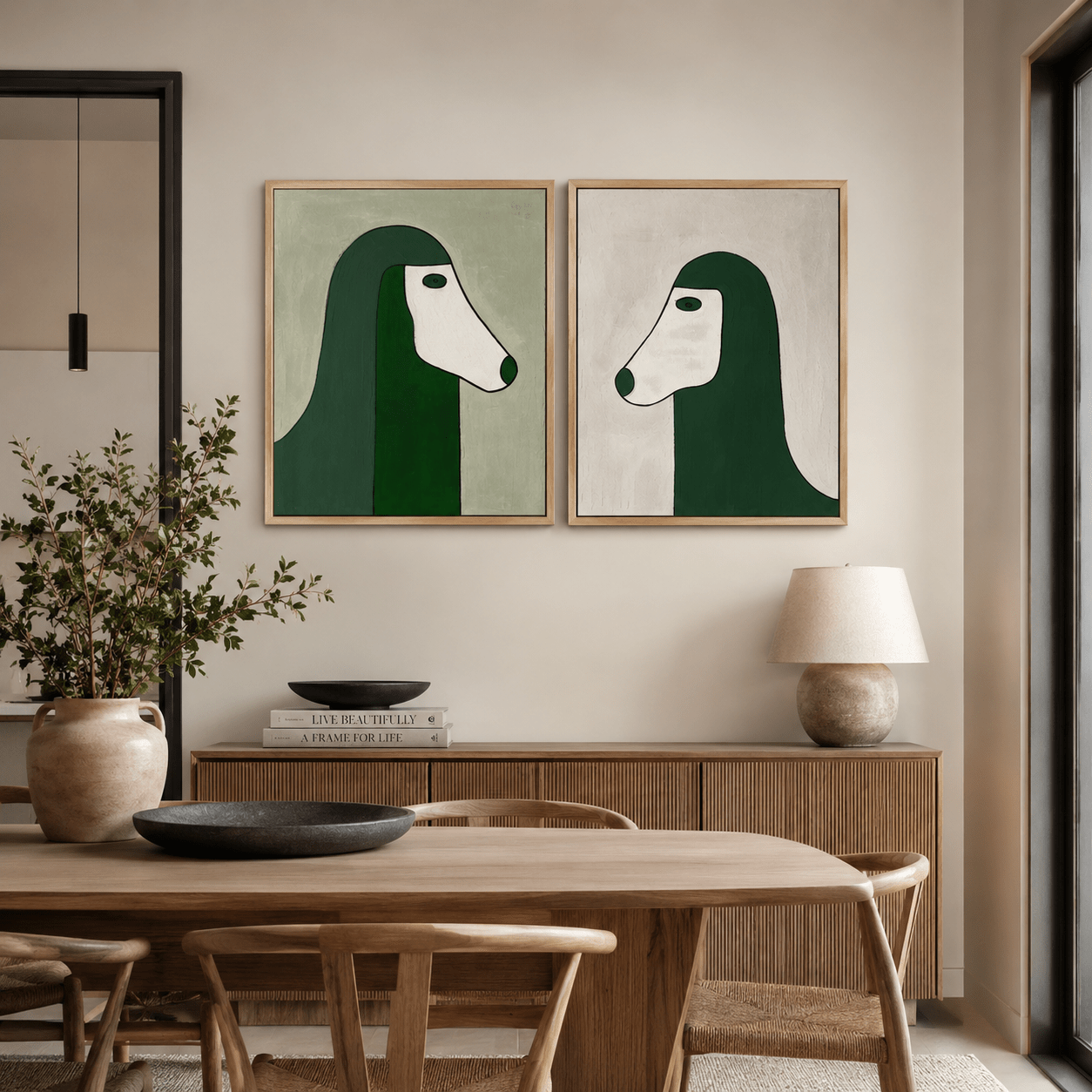 Abstract Dog Painting — Dialogue (Set of 2) | Rossetti Art