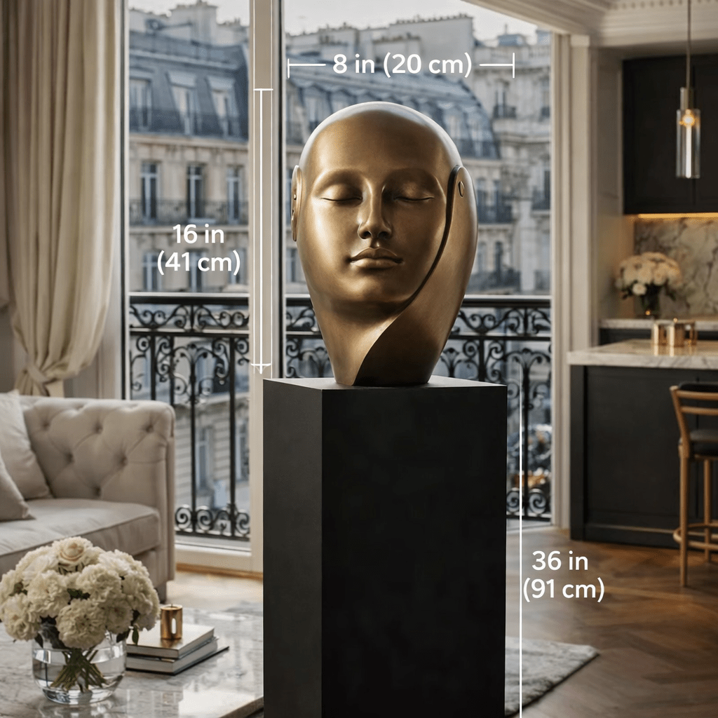 Abstract Face Sculpture in Stainless Steel | Silent Reverie by Rossetti Art