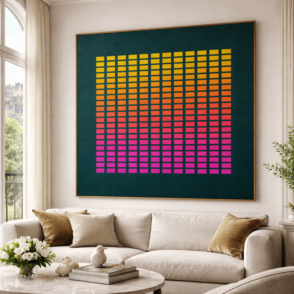 Abstract Geometric Canvas Print – Neon Pulse Grid by Rossetti Art