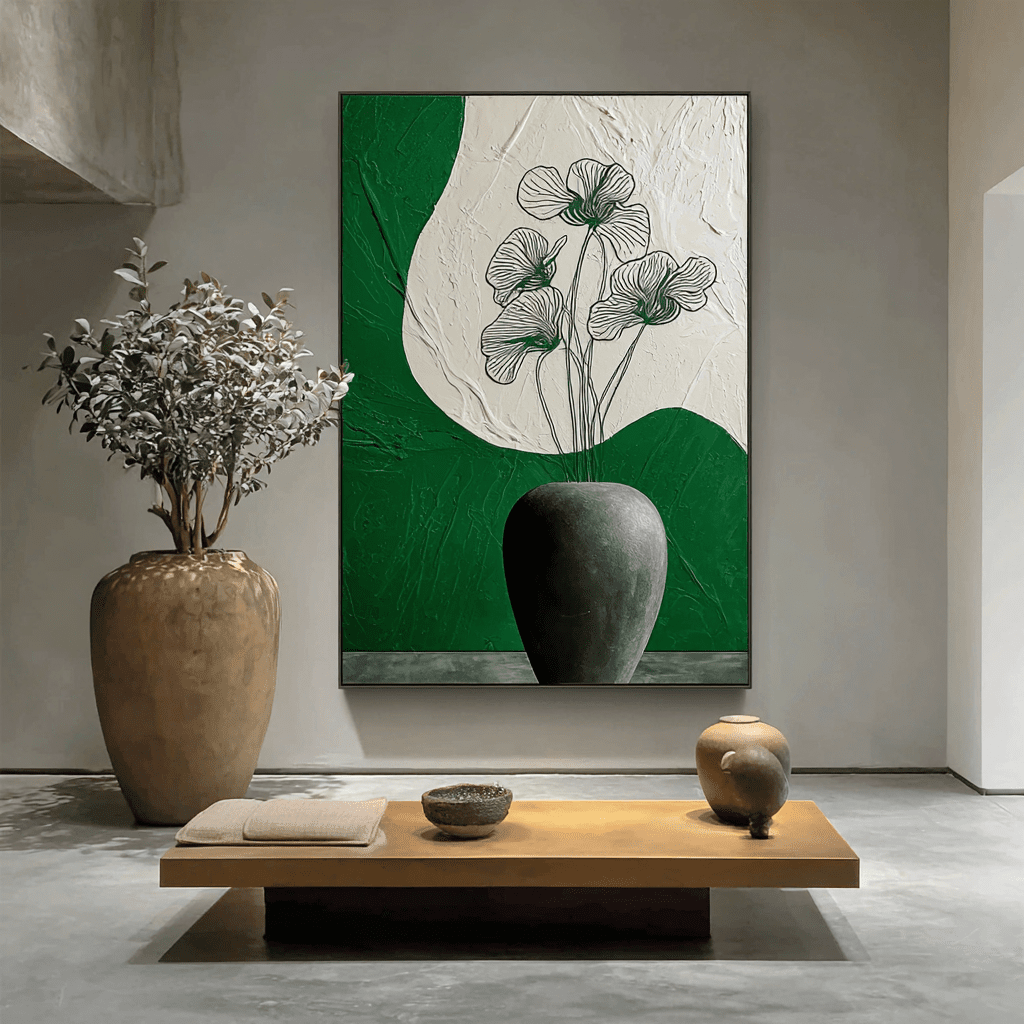 Abstract Green Botanical Simple Minimalist Painting