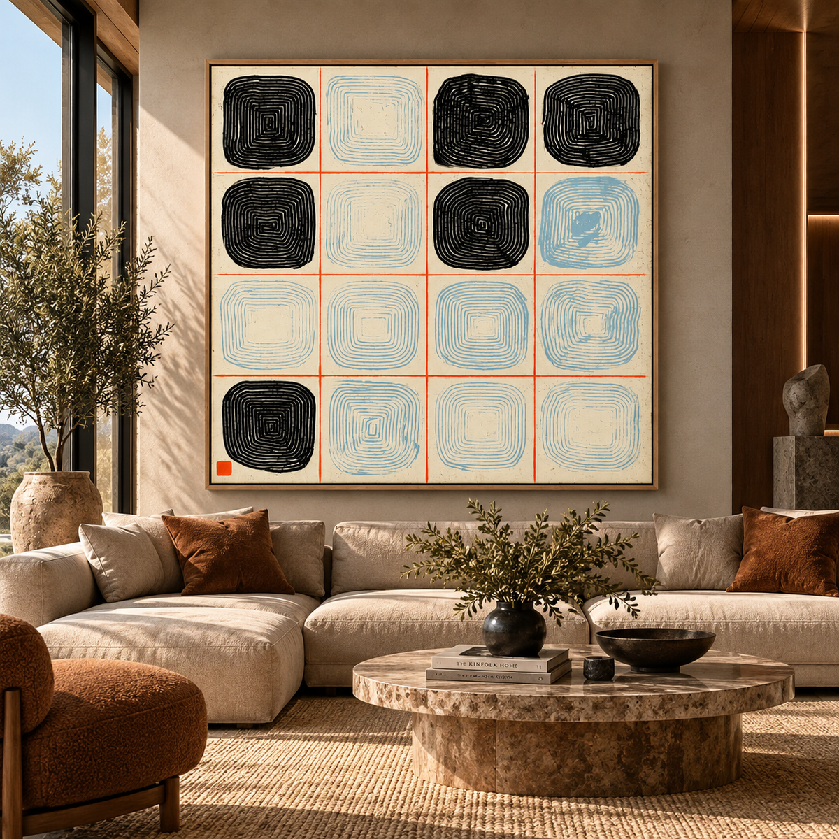 Geometric Wall Art Canvas Print - Grid Rings by Rossetti Art
