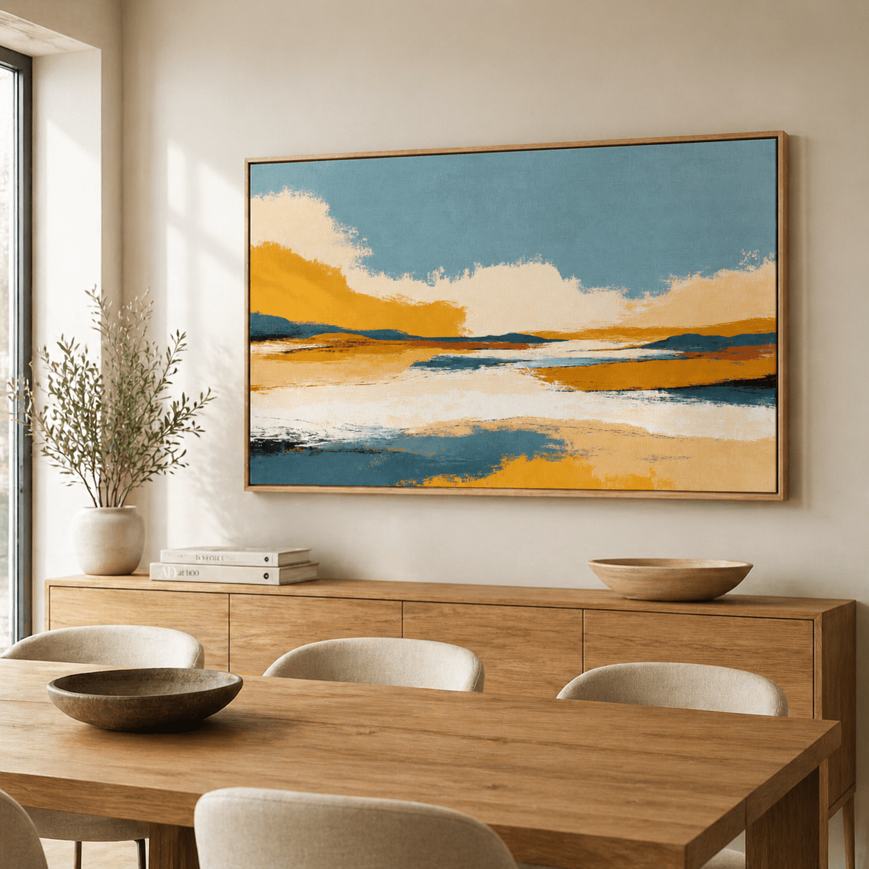 Abstract Landscape Painting — Golden Horizon by Rossetti Art