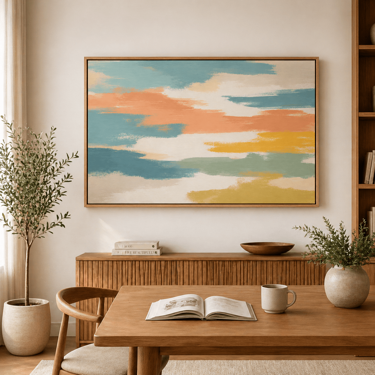 Abstract Landscape Wall Art Canvas Print — Soft Horizon by Rossetti Art