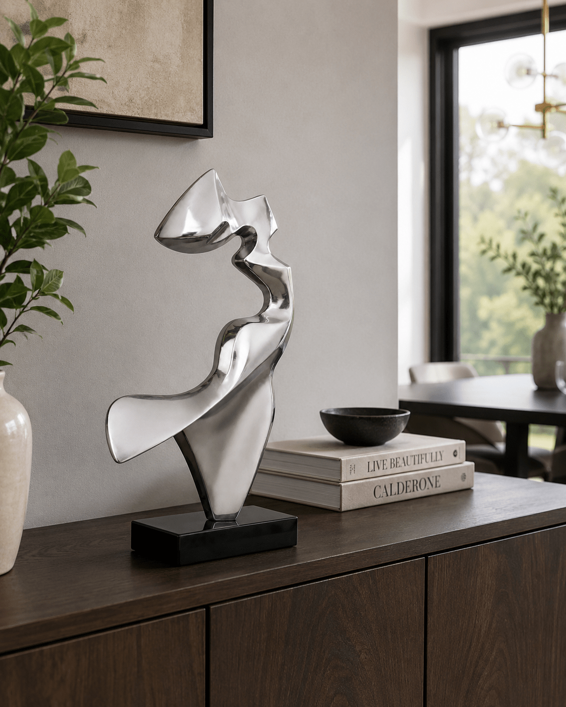 Abstract Steel Sculpture — Silver Flux by Rossetti Art
