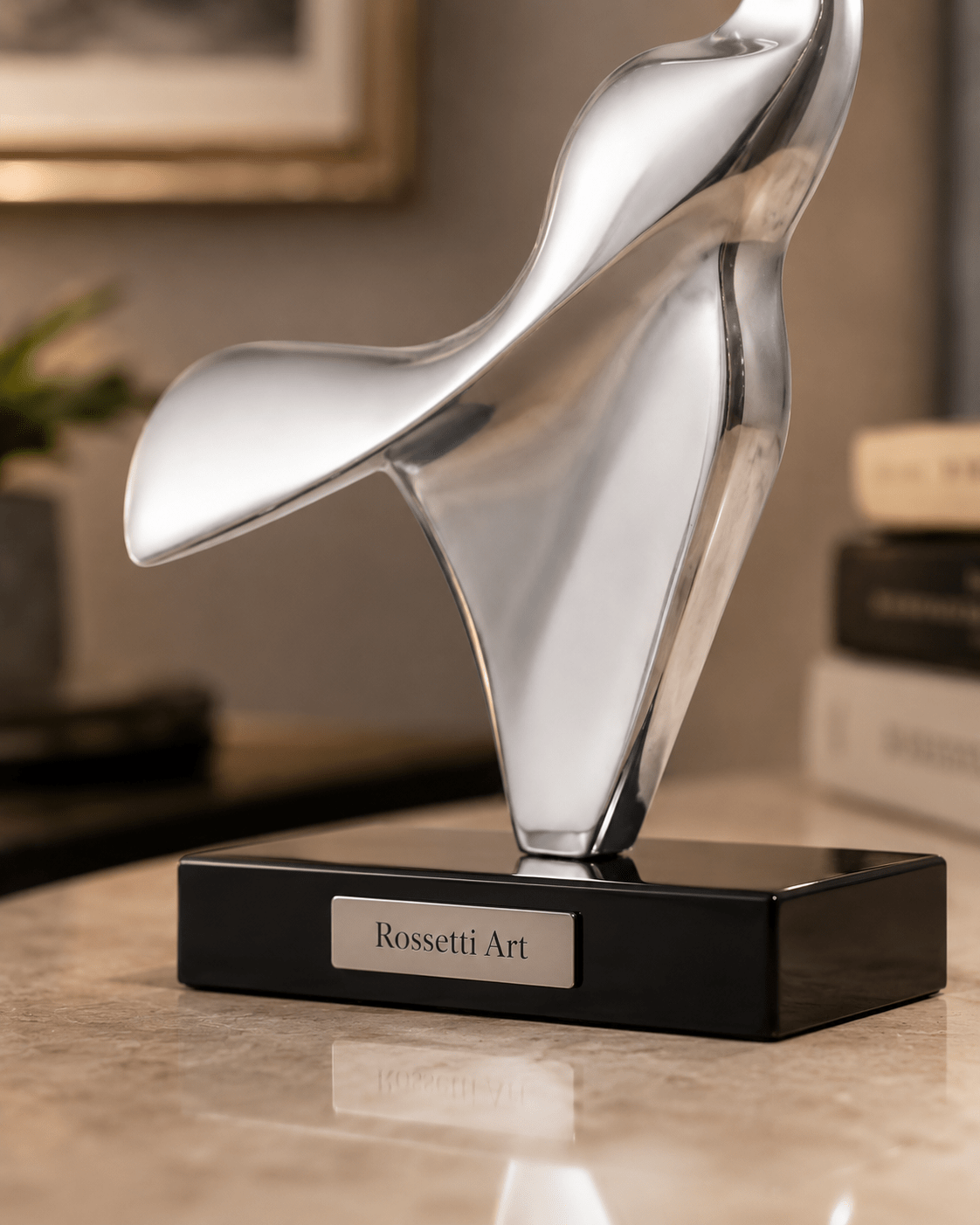 Abstract Steel Sculpture — Silver Flux by Rossetti Art