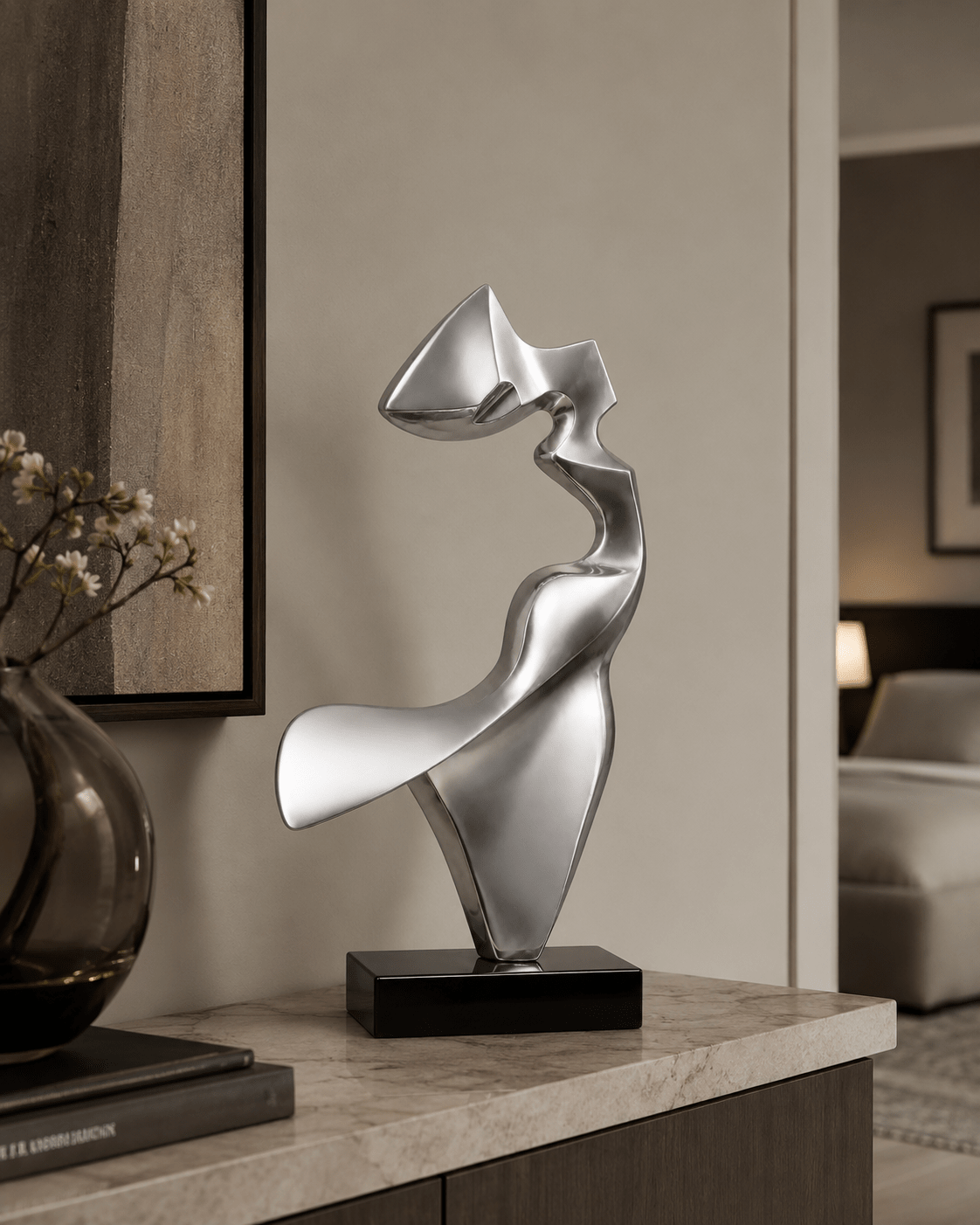 Abstract Steel Sculpture — Silver Flux by Rossetti Art