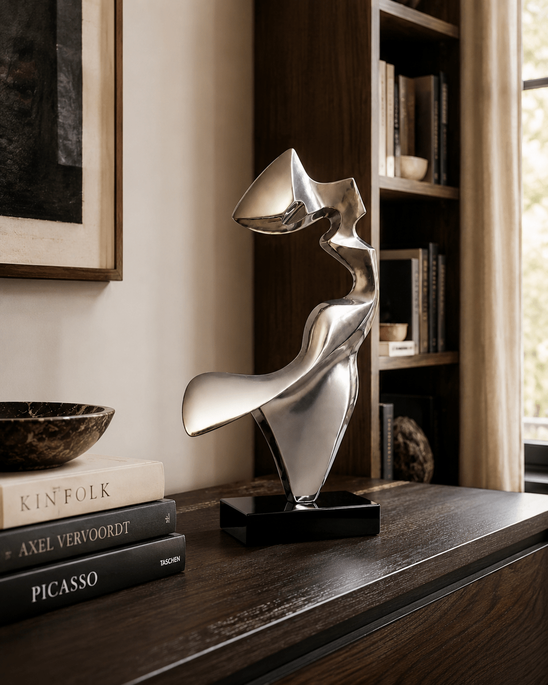 Abstract Steel Sculpture — Silver Flux by Rossetti Art
