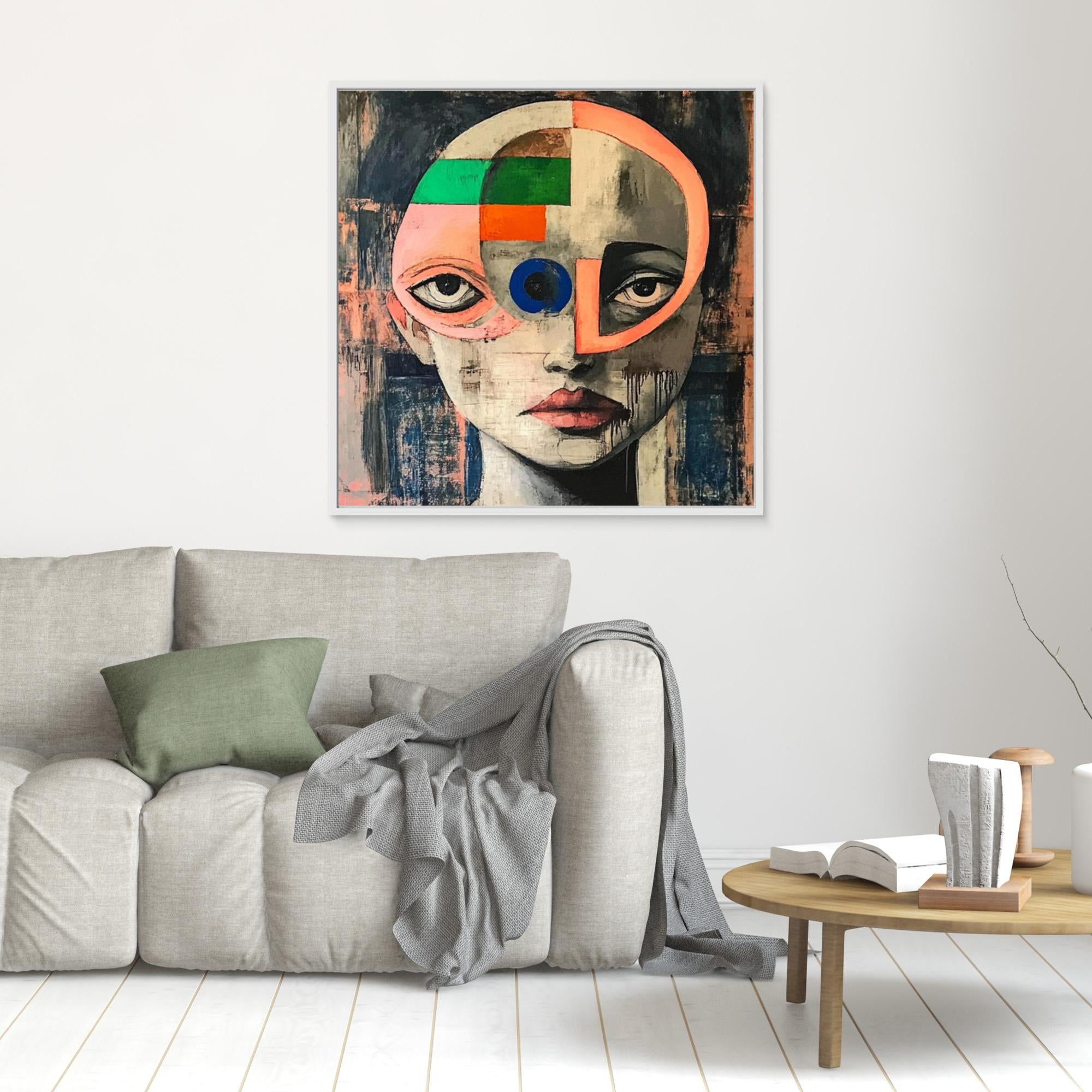 Canvas Print : Fragmented Vision - Modern Surreal Face Art Print – Colorful Abstract Wall Decor