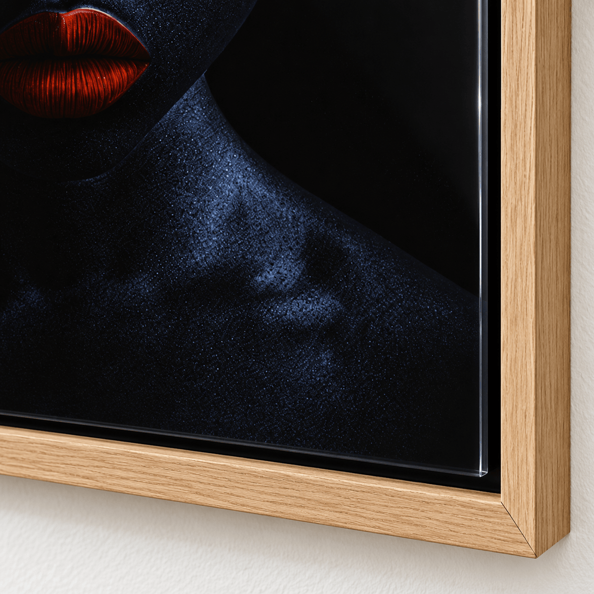 Face Wall Art – Night Gaze glossy acrylic corner in a floater frame by Rossetti Art