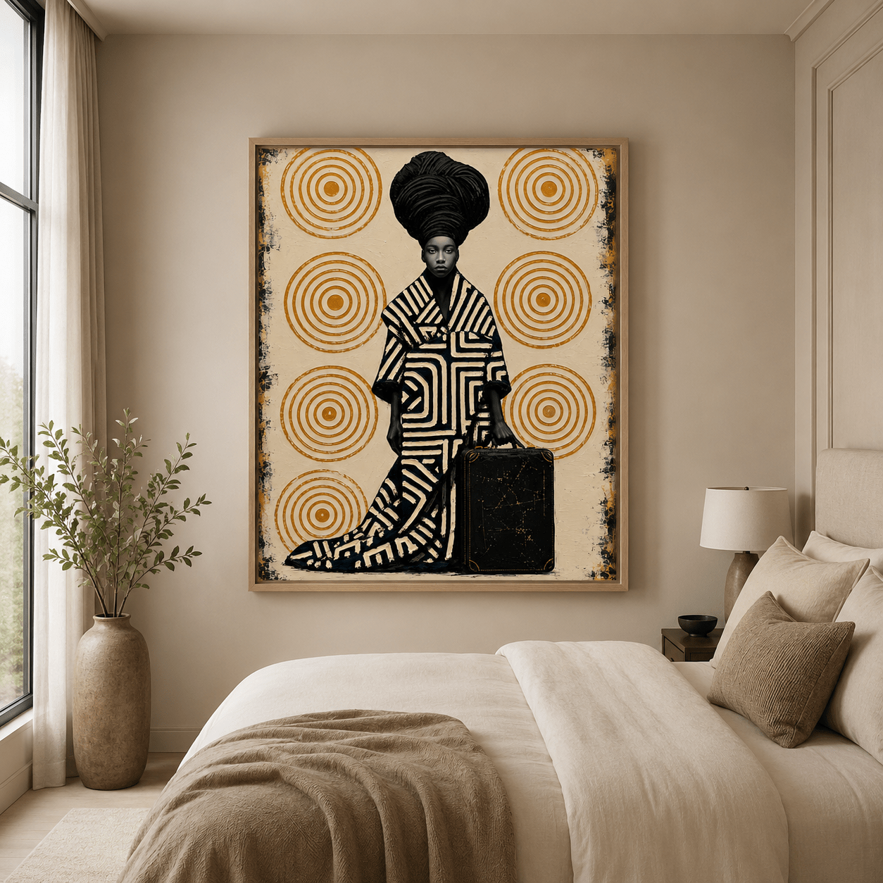 Afrocentric Wall Art — Sovereign Journey Canvas Print | Rossetti Art modern abstract canvas wall art by Rossetti Art – luxury interior design artwork for living room, bedroom, office – canvas-print figurative framed-art