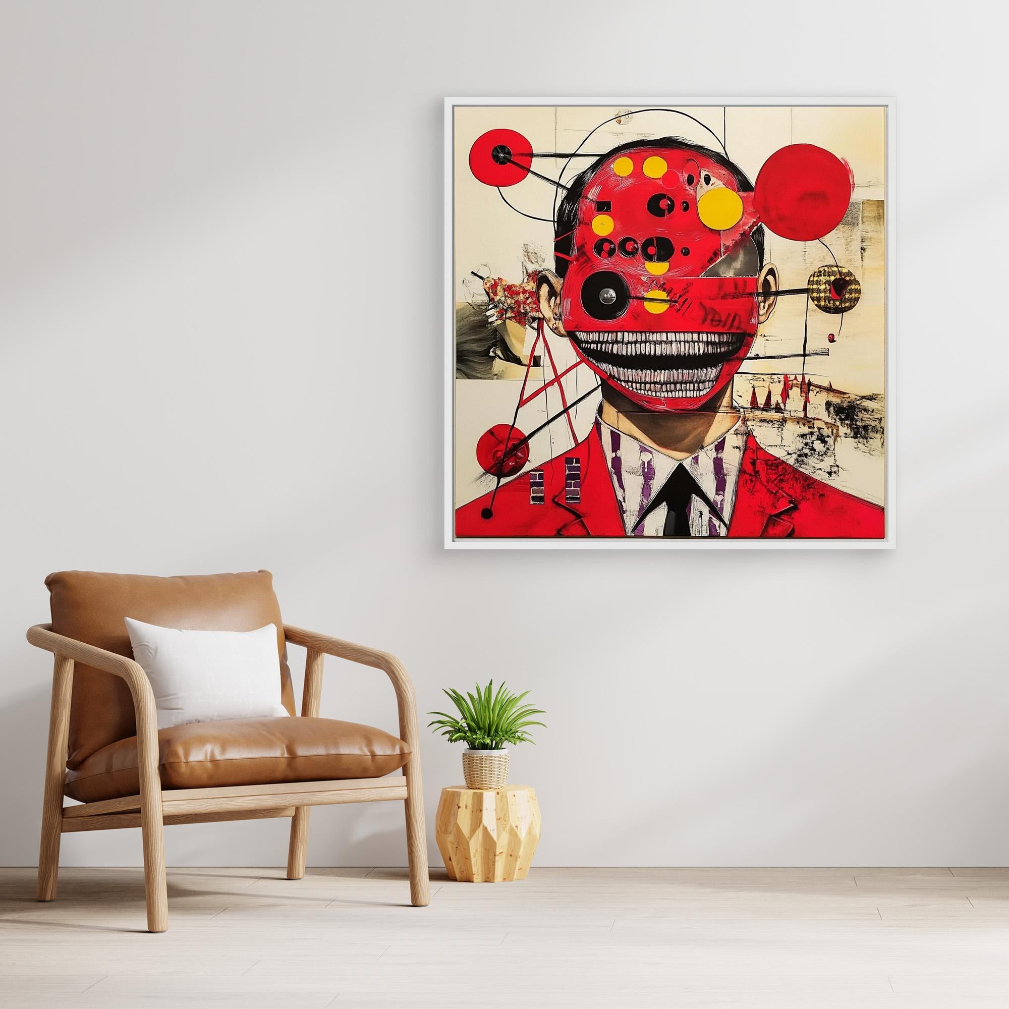 Canvas Print : Crimson Chaos - Surreal Red Abstract Art Print – Modern Mixed Media Wall Decor