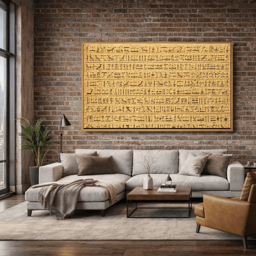 Ancient Egyptian Hieroglyphs Papyrus Canvas Print | Vintage Egypt Wall Art for Office & Living Room Decor | Rossetti Art