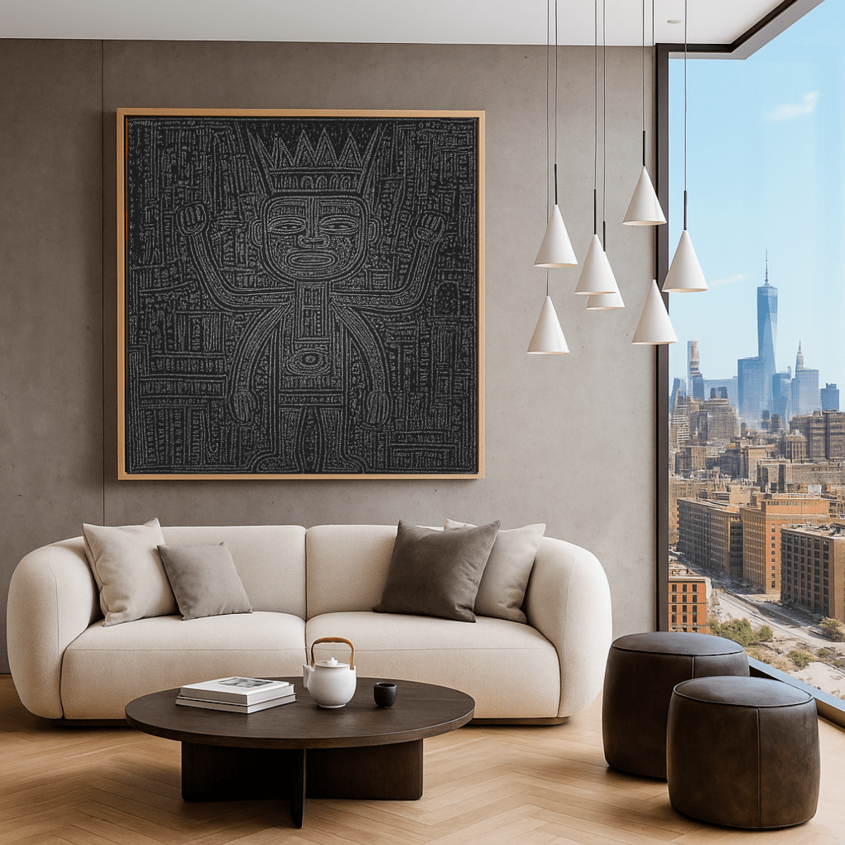 Ancient Spirit – Tribal Line Abstract Canvas Print | Modern Ethnic Wall Art for Cultural Interiors modern abstract canvas wall art by Rossetti Art – luxury interior design artwork for living room, bedroom, office – black&white canvas print art Chiara Rossetti