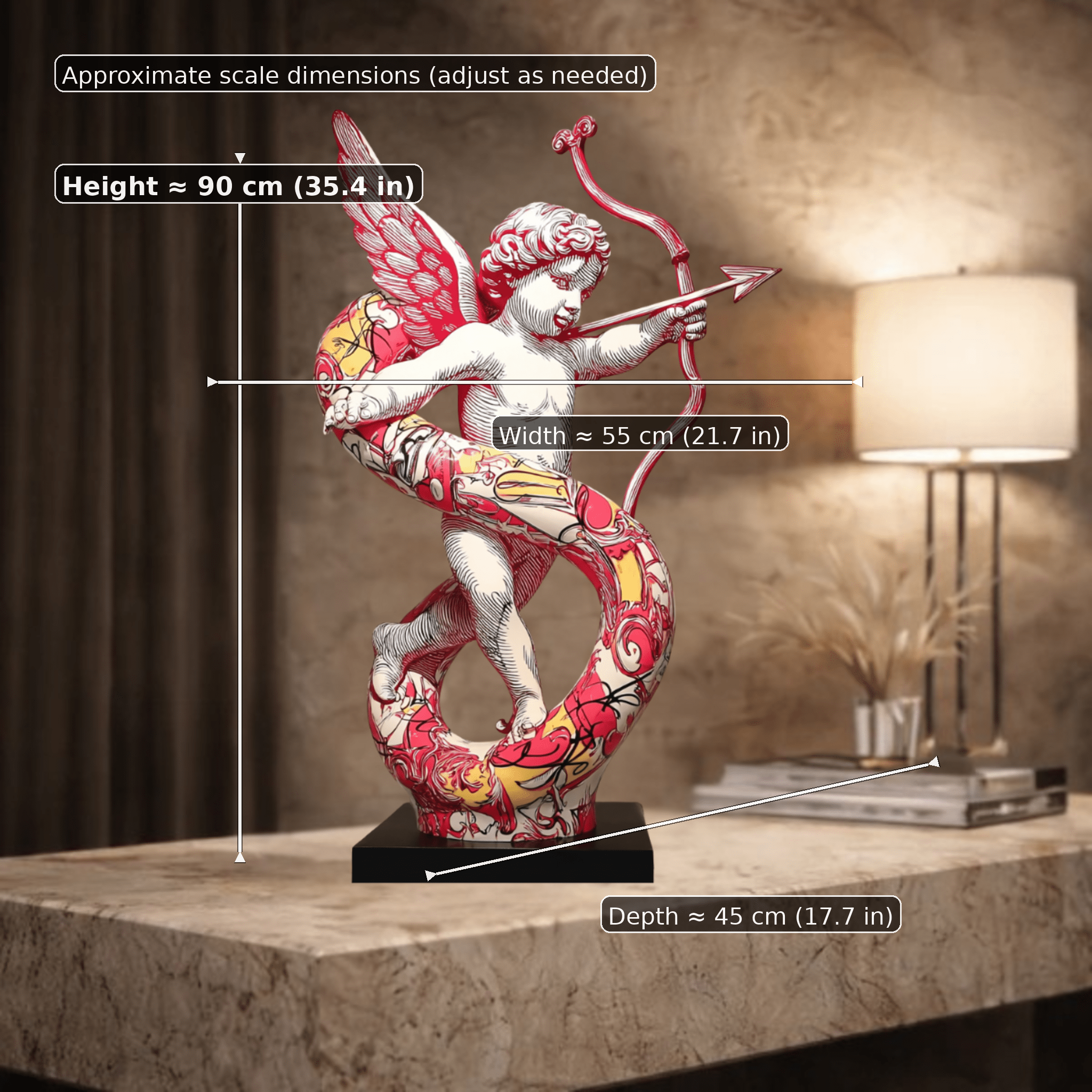 Angel of Love Sculpture - Cupid’s Crimson Aim