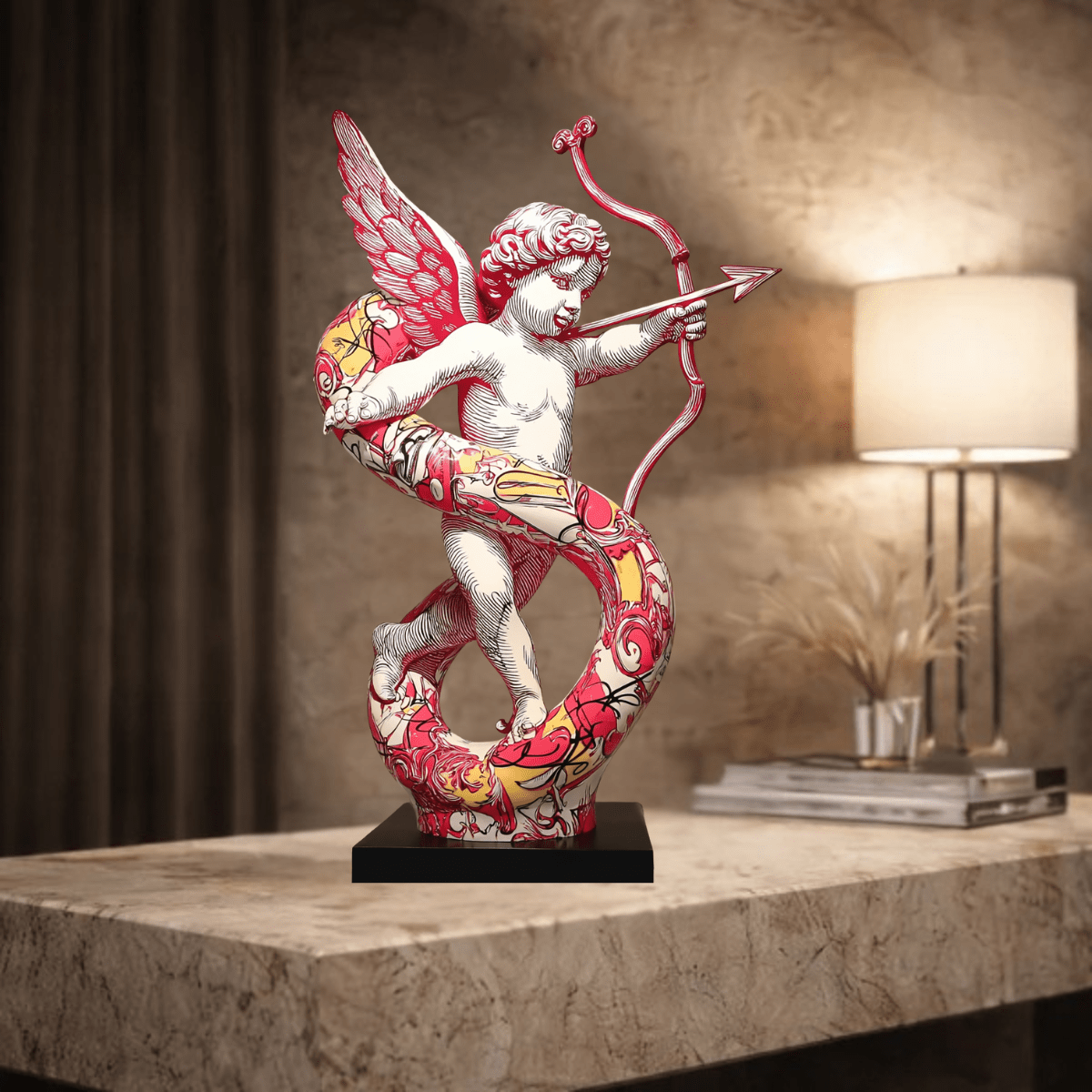 Angel of Love Sculpture - Cupid’s Crimson Aim